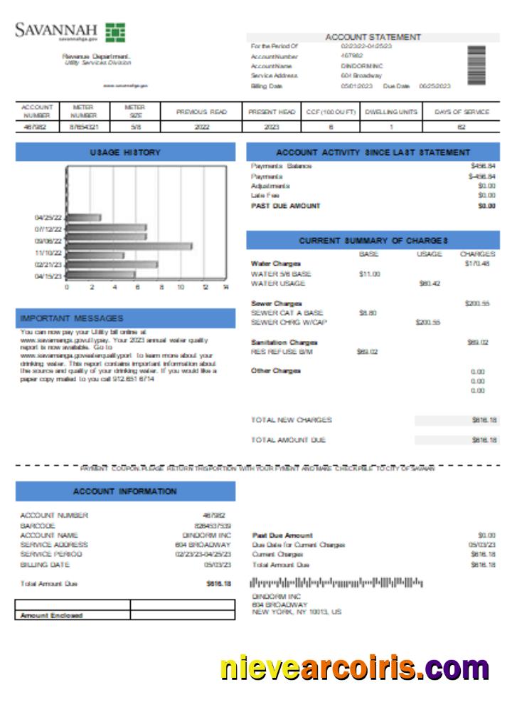 City of Savannah utiliyu business bill